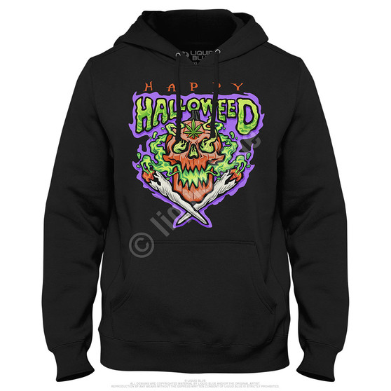 Liquid Blue Halloweed Skull Black Hoodie