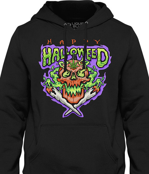 liquid blue Halloweed Skull Black Hoodie