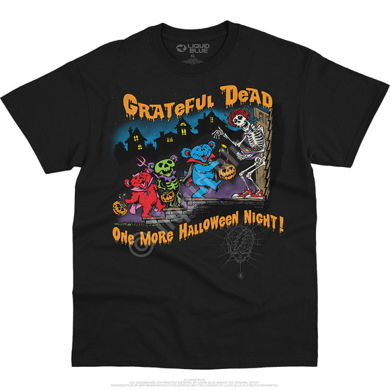 Liquid Blue Halloween Night Black T-Shirt