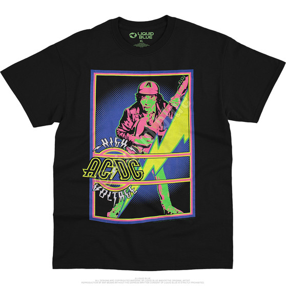 Liquid Blue High Voltage Blacklight Black T-Shirt