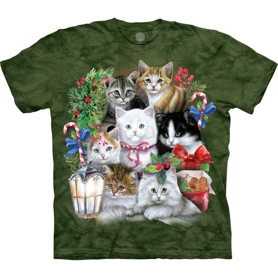 Liquid Blue Holiday Kittens Classic Cotton T-Shirt