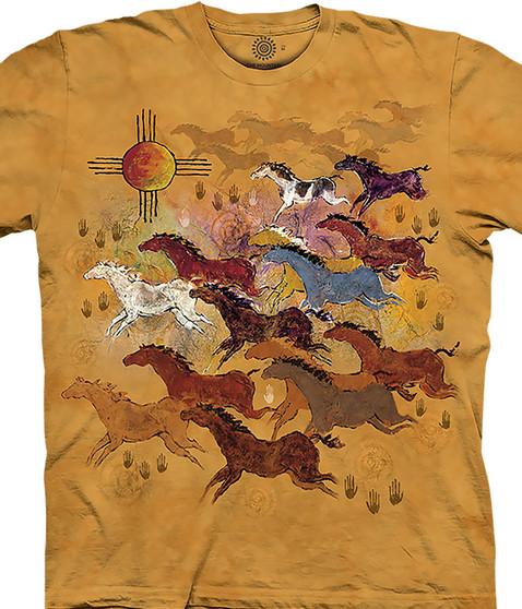 liquid blue Horses And Sun Classic Cotton T-Shirt