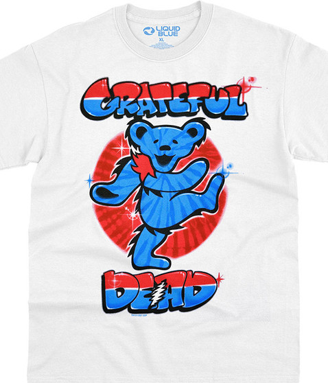 liquid blue Independance Bear White T-Shirt