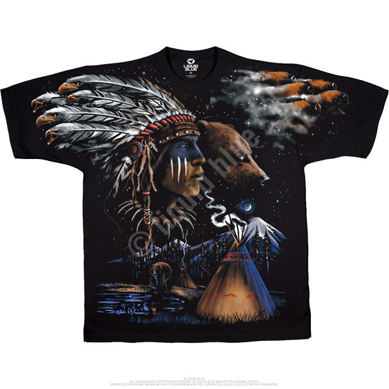 Liquid Blue Indian Bear Black T-Shirt