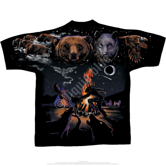 Liquid Blue Indian Bear Black T-Shirt