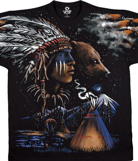 liquid blue Indian Bear Black T-Shirt