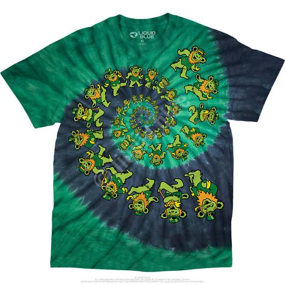 Liquid Blue Irish Spiral Bears Tie-Dye T-Shirt