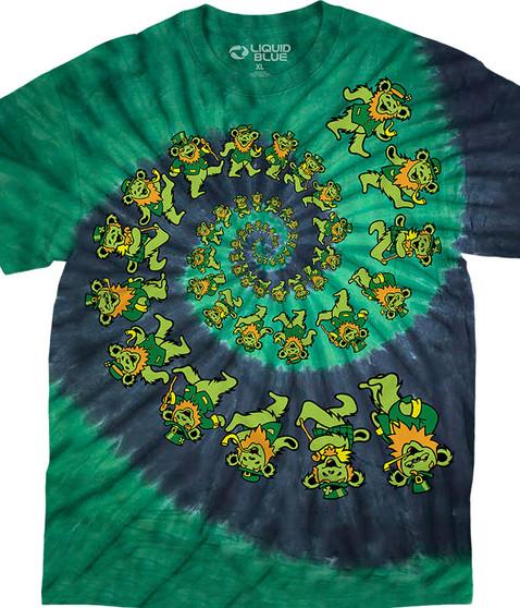 liquid blue Irish Spiral Bears Tie-Dye T-Shirt