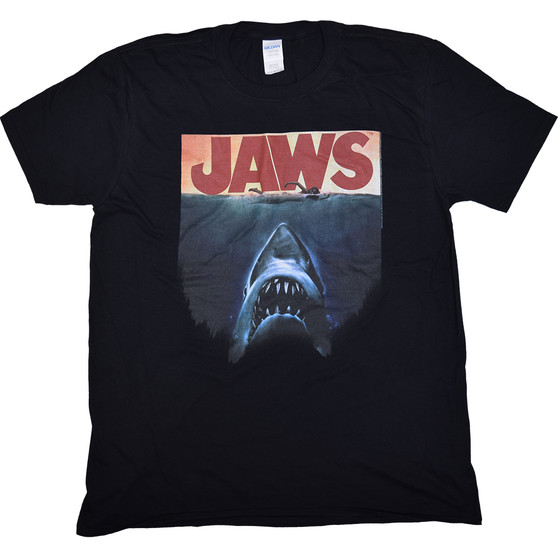 Liquid Blue Jaws Poster Again Black T-Shirt