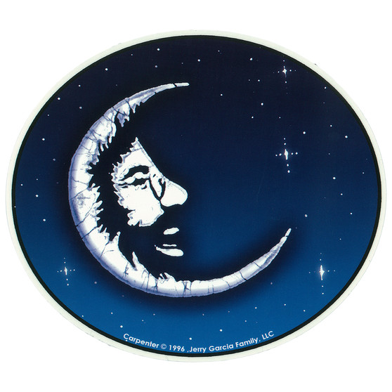 Liquid Blue Jerry Garcia Moon Sticker