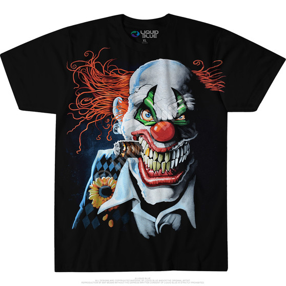 Liquid Blue Joker Clown Black T-Shirt