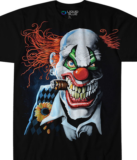 liquid blue Joker Clown Black T-Shirt