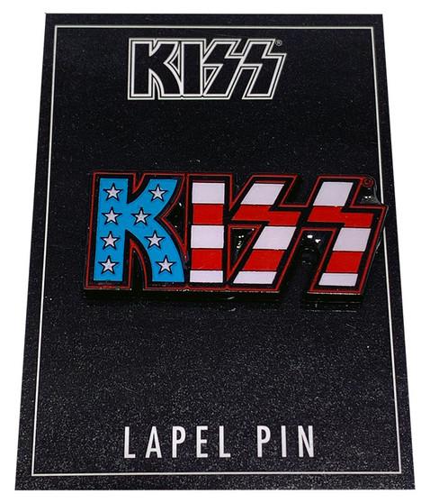 liquid blue KISS American Flag Lapel Pin