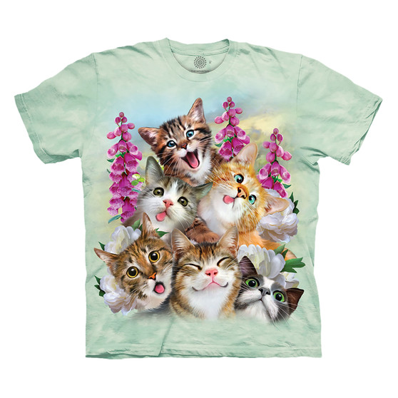 Liquid Blue Kittens Selfie Classic Cotton T-Shirt
