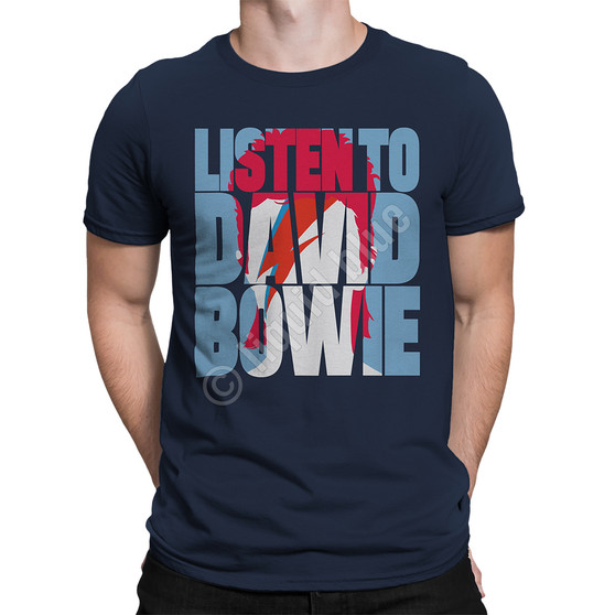 Liquid Blue Listen To Bowie Navy Athletic T-Shirt