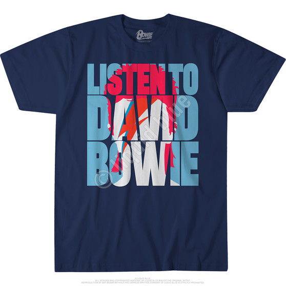 Liquid Blue Listen To Bowie Navy Athletic T-Shirt