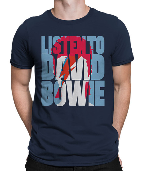 liquid blue Listen to Bowie Navy Athletic T-Shirt