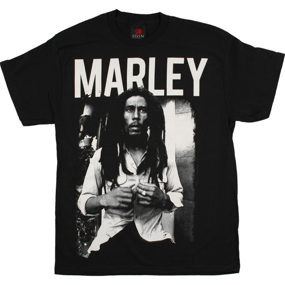 Liquid Blue Marley Portrait Black T-Shirt