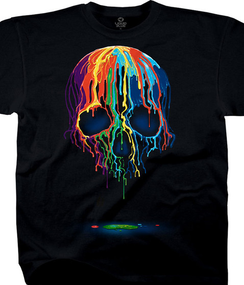 liquid blue Melting Skull Black Athletic T-Shirt