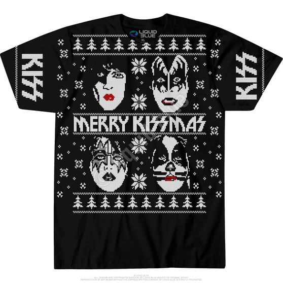 Liquid Blue Merry KISSmas Black T-Shirt