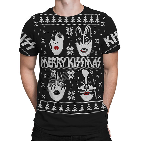 Liquid Blue Merry KISSmas Black T-Shirt