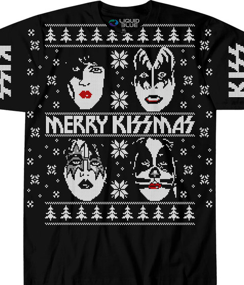 liquid blue Merry KISSmas Black T-Shirt