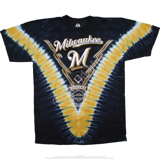 Liquid Blue Milwaukee Brewers V Tie-Dye T-Shirt