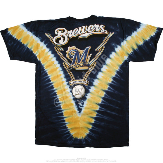 Liquid Blue Milwaukee Brewers V Tie-Dye T-Shirt