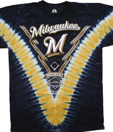 liquid blue Milwaukee Brewers V Tie-Dye T-Shirt