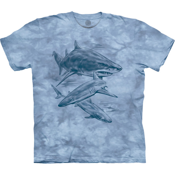 Liquid Blue Monotone Sharks Classic Cotton T-Shirt