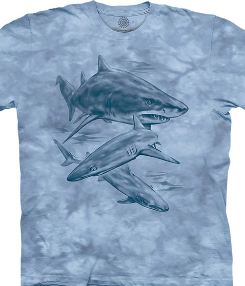 liquid blue Monotone Sharks Classic Cotton T-Shirt