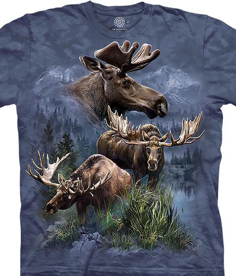 liquid blue Moose Collage Classic Cotton T-Shirt