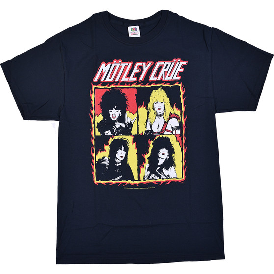 Liquid Blue Motley Crue Fire Group Black T-Shirt