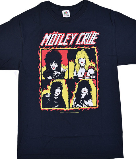 liquid blue Motley Crue Fire Group Black T-Shirt