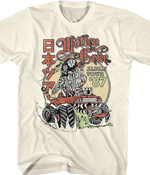 liquid blue Motley Crue Japan Tour Tan T-Shirt