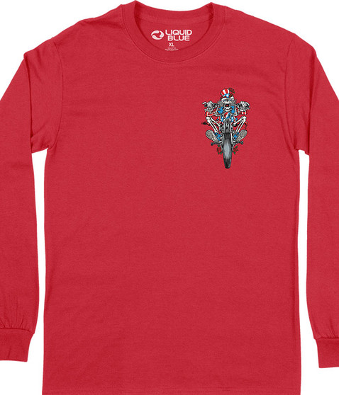 liquid blue Moto Sam Chest Long Sleeve T-Shirt