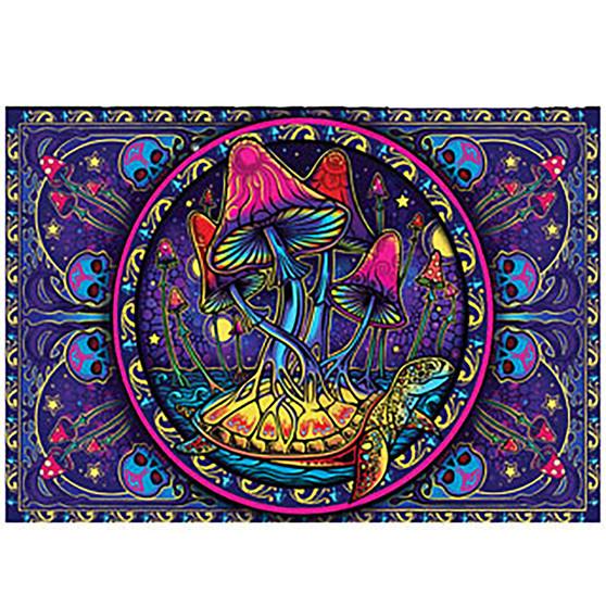 Liquid Blue Mushrooms Horizontal 3D Tapestry
