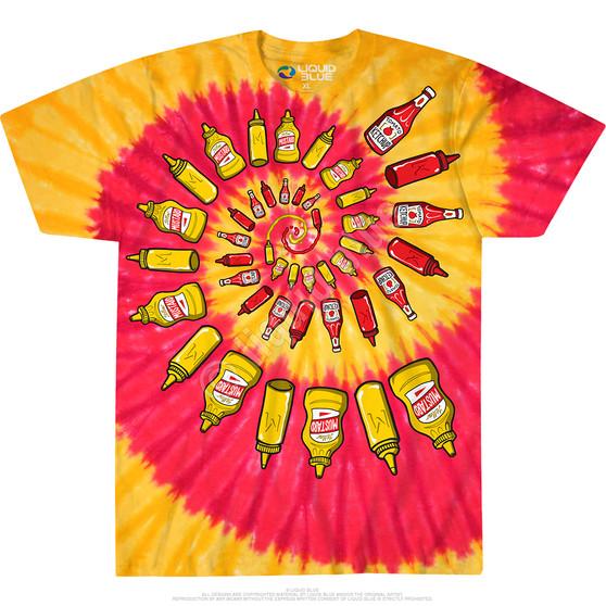 Liquid Blue Mustard & Ketchup Spiral Tie-Dye T-Shirt