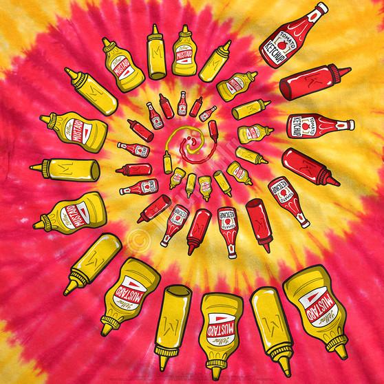 Liquid Blue Mustard & Ketchup Spiral Tie-Dye T-Shirt
