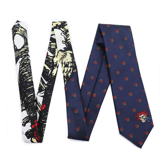 Liquid Blue Navy Bertha Skull & Roses Tie