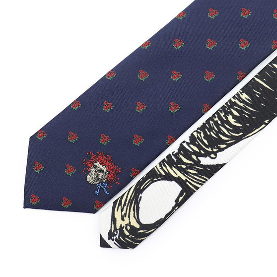 Liquid Blue Navy Bertha Skull & Roses Tie