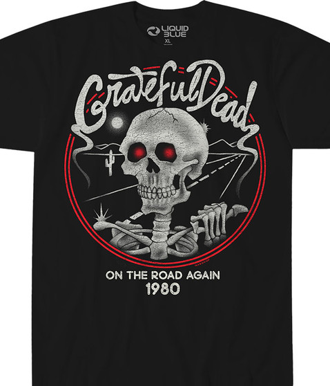 liquid blue On The Road Again Black T-Shirt