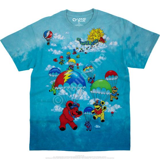 Liquid Blue Parachuting Bears Tie-Dye T-Shirt