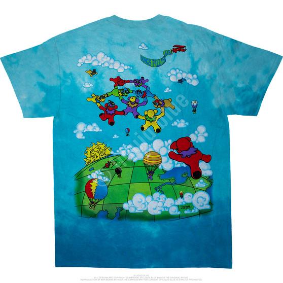 Liquid Blue Parachuting Bears Tie-Dye T-Shirt