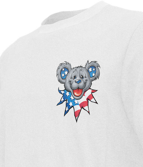 Liquid Blue Patriot Bear Head Chest T-Shirt