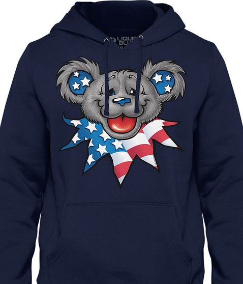 liquid blue Patriot Bear Head Hoodie