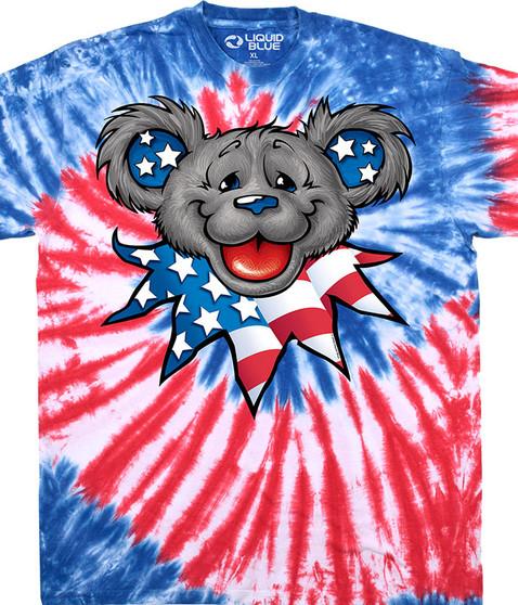 liquid blue Patriot Bear Head T-Shirt