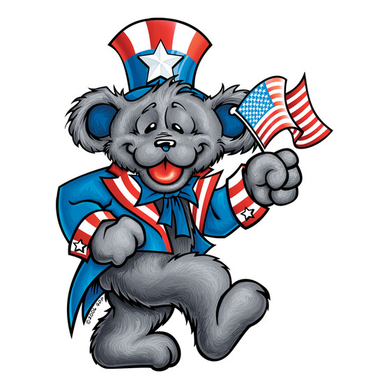 Liquid Blue Patriot Bear Sticker