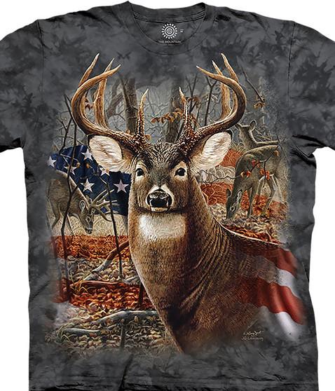 liquid blue Patriotic Buck Classic Cotton T-Shirt