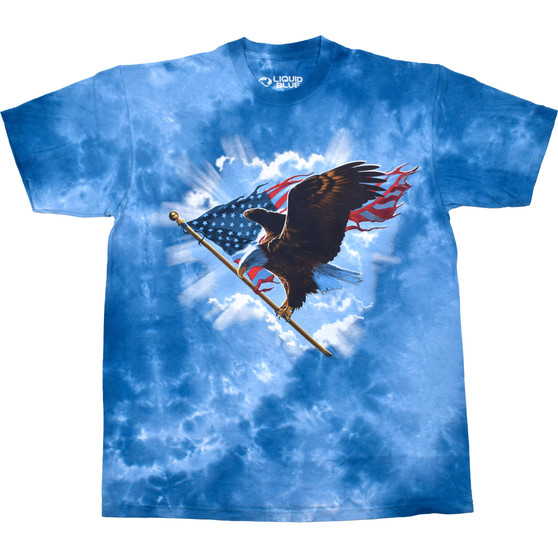 Liquid Blue Patriotic Flying Eagle Tie-Dye T-Shirt